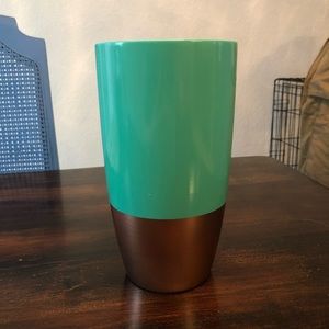 Teal and gold vase